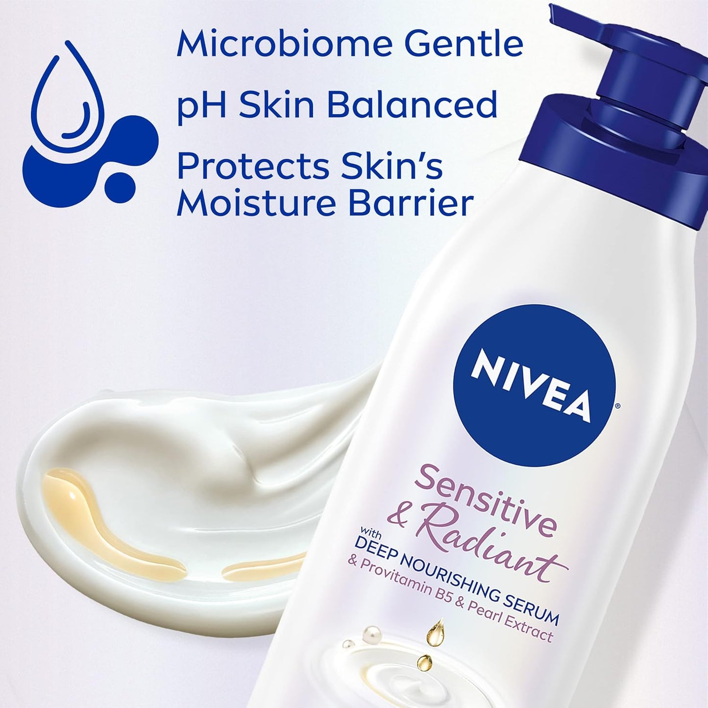 Sensitive and Radiant Body Lotion for Sensitive Skin, Hypoallergenic, Fragrance Free Body Lotion for Women with Deep Nourishing Serum, Pearl Extract and Provitamin B5, 16.9 Fl Oz Bottle